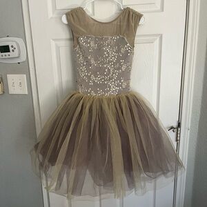 Weissman Gold and Cream Floral Dress